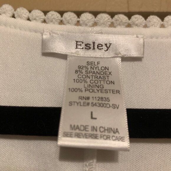 Esley White Sleeveless Dress Embroidered Hem Pom-Pom Trim Sz L Fairy Cottagecore - Picture 5 of 11